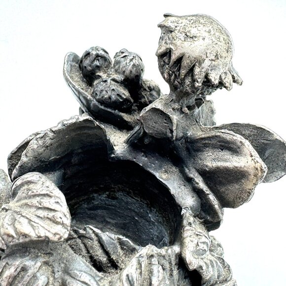 Candlestick Holder Pewter Fairies Set of 2 Butterflies Flowers Vintage Taiwan - Picture 7 of 12